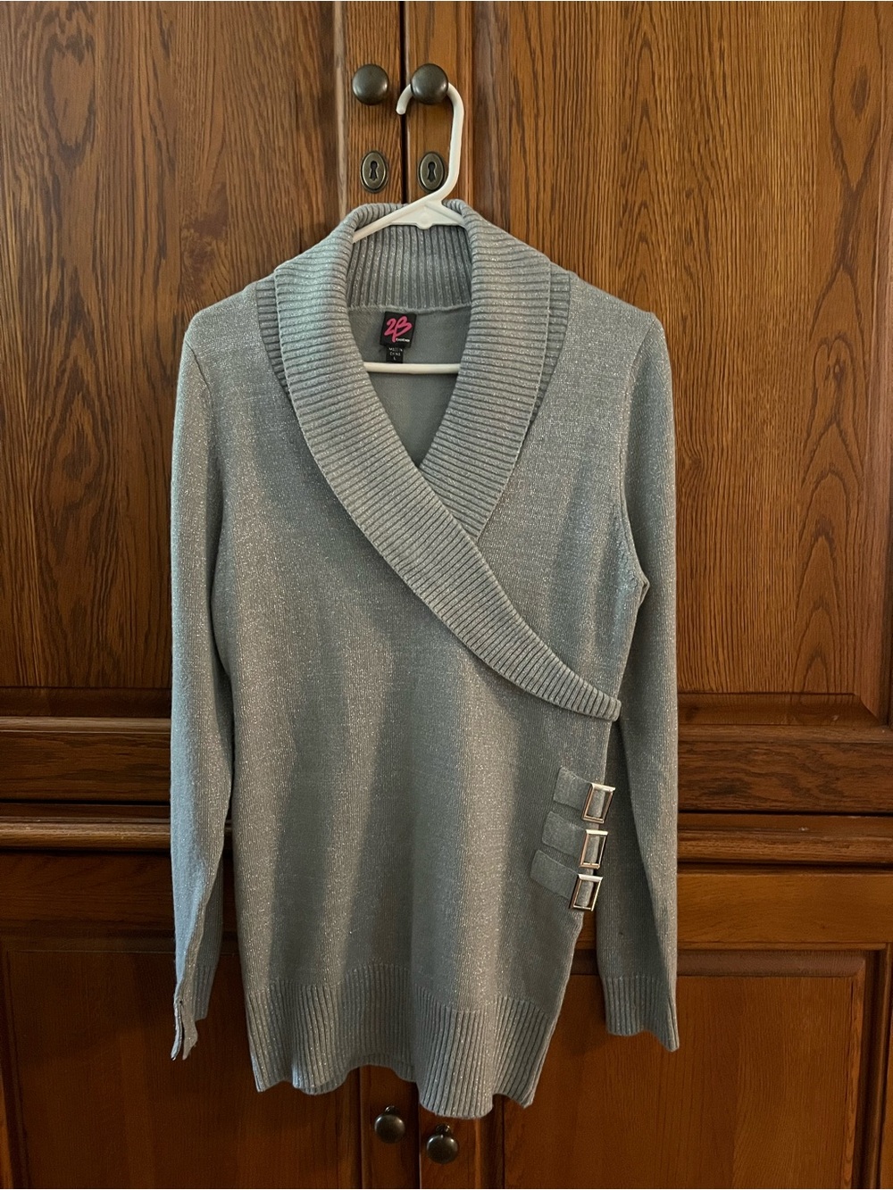 bebe Silver Metallic Cardigan
